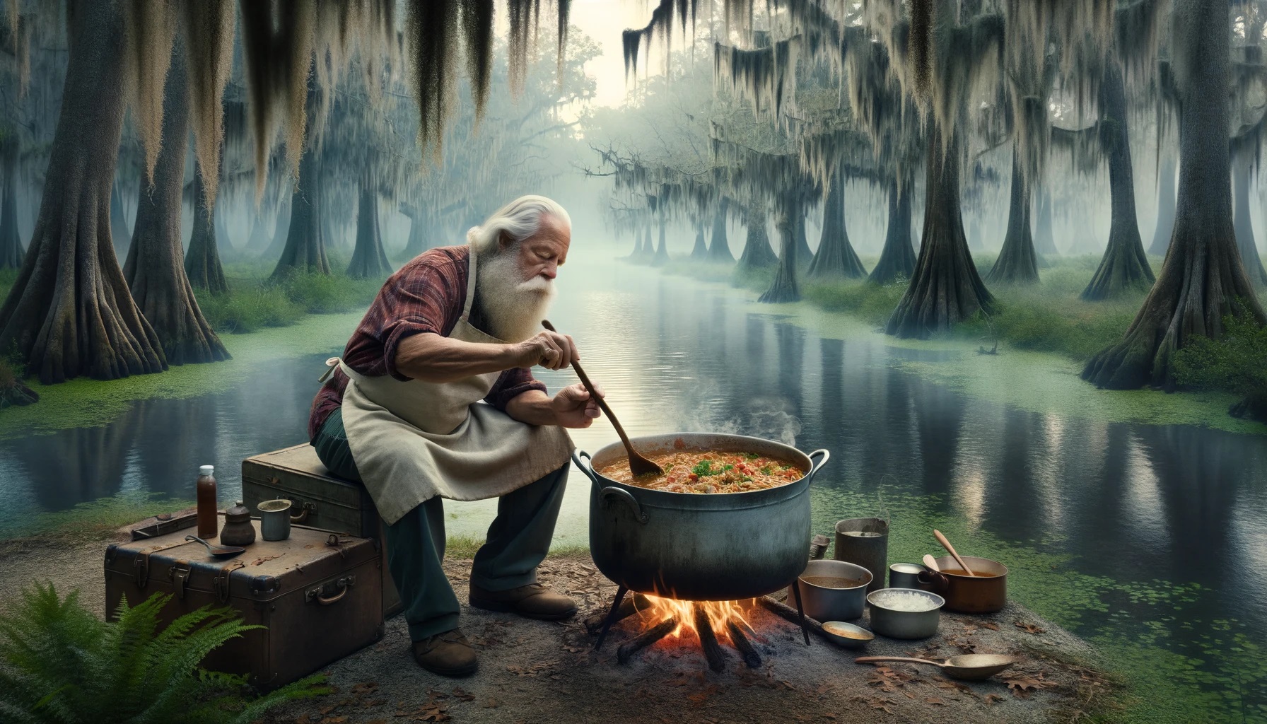 Cooking Jambalaya in the Swamp